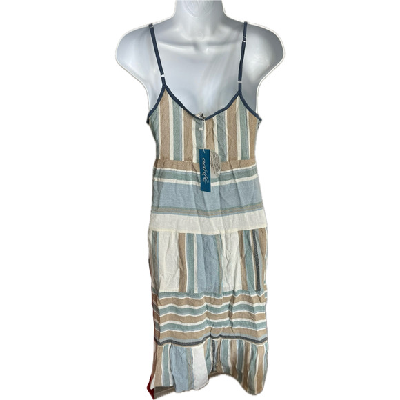 Adrift Carrie dress Cyprus Blue striped color block spaghetti strap Small NWT - Picture 2 of 6